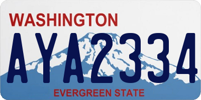 WA license plate AYA2334
