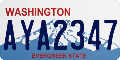 WA license plate AYA2347