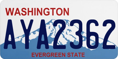 WA license plate AYA2362