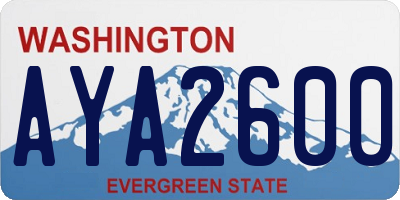 WA license plate AYA2600