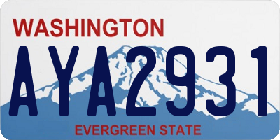 WA license plate AYA2931