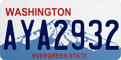 WA license plate AYA2932