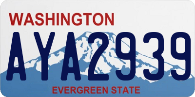 WA license plate AYA2939