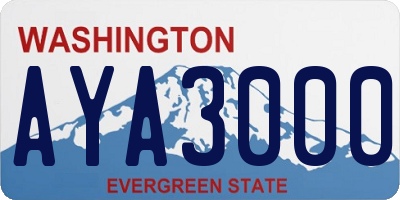 WA license plate AYA3000