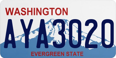 WA license plate AYA3020