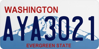 WA license plate AYA3021