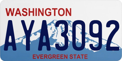 WA license plate AYA3092