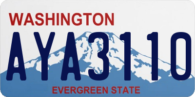 WA license plate AYA3110