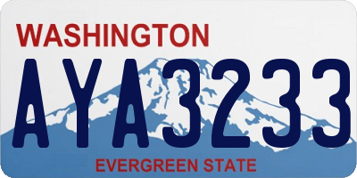 WA license plate AYA3233