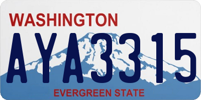 WA license plate AYA3315