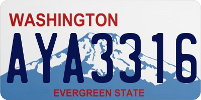 WA license plate AYA3316