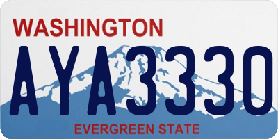 WA license plate AYA3330