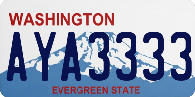 WA license plate AYA3333