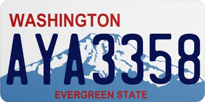 WA license plate AYA3358