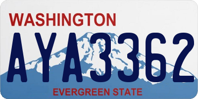 WA license plate AYA3362