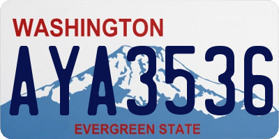 WA license plate AYA3536