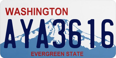 WA license plate AYA3616