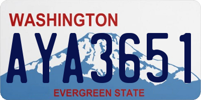 WA license plate AYA3651