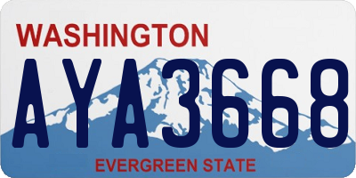 WA license plate AYA3668