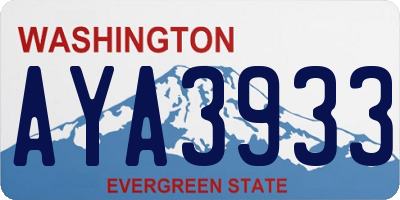 WA license plate AYA3933