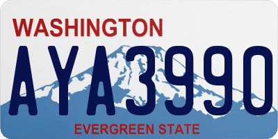 WA license plate AYA3990