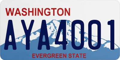 WA license plate AYA4001