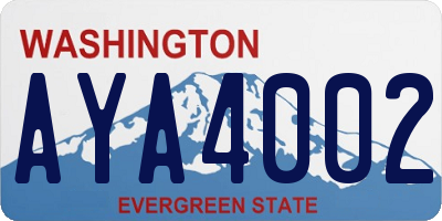 WA license plate AYA4002