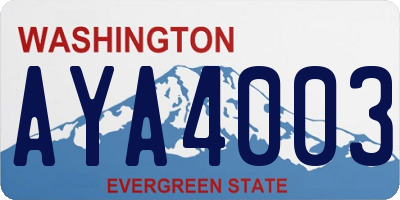 WA license plate AYA4003