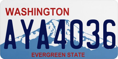 WA license plate AYA4036