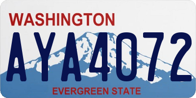 WA license plate AYA4072