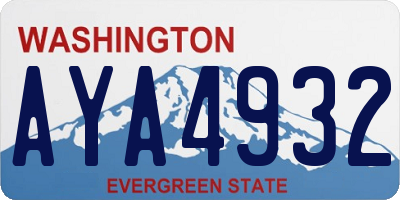 WA license plate AYA4932