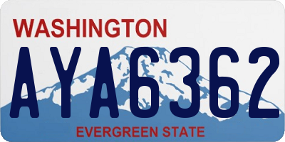 WA license plate AYA6362