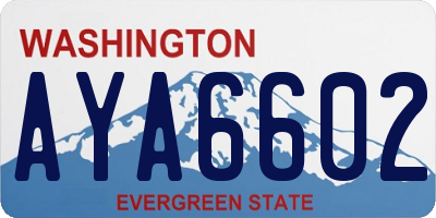 WA license plate AYA6602