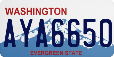 WA license plate AYA6650
