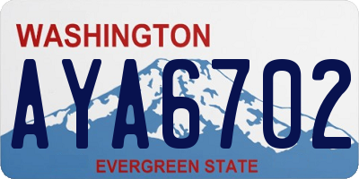 WA license plate AYA6702
