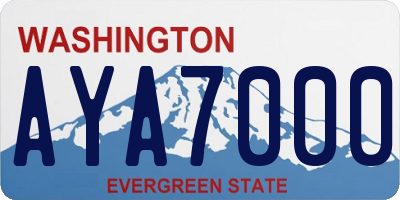 WA license plate AYA7000