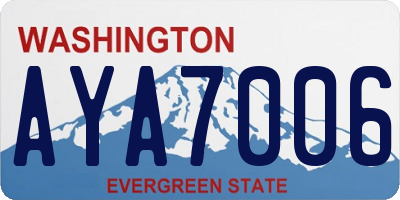 WA license plate AYA7006