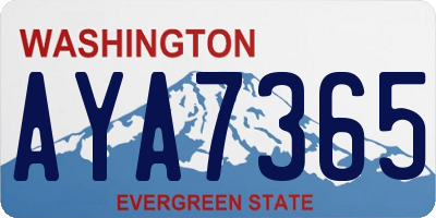 WA license plate AYA7365