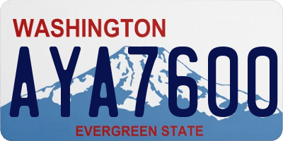 WA license plate AYA7600
