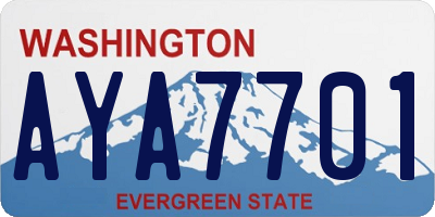 WA license plate AYA7701
