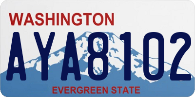 WA license plate AYA8102