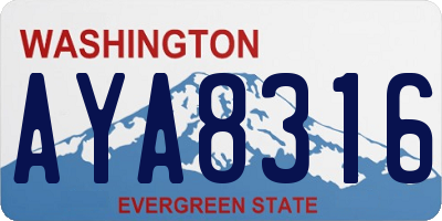 WA license plate AYA8316