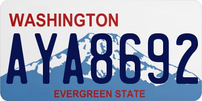 WA license plate AYA8692