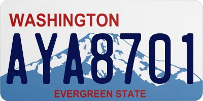 WA license plate AYA8701