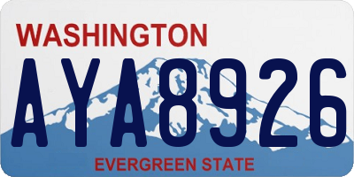 WA license plate AYA8926