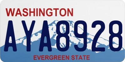 WA license plate AYA8928