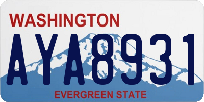 WA license plate AYA8931