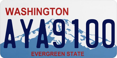 WA license plate AYA9100