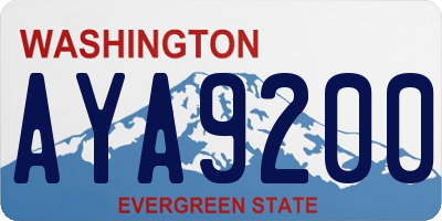 WA license plate AYA9200