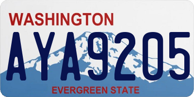 WA license plate AYA9205